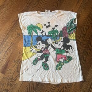 VTG‎ 90s Disney Characters Tshirt Coverup Mickey Minnie Donald Daisy Thin